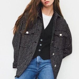 Zara Black and White Oversized Blazer